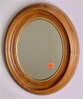 Walnut oval mirror with gold liner, 13.75" x