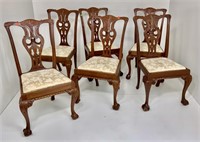 6 Chippendale dining chairs, ball and claw feet,