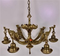 Cast brass chandelier, 6 lights, 23" dia., 14"