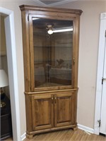 Glass Front 3-door Corner Cabinet