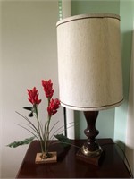 Wooden Table Lamp & Hummingbird Sculpture