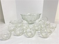 Panel Grape Crystal Punch Bowl Set