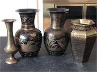 Solid Etched Brass Vases & more