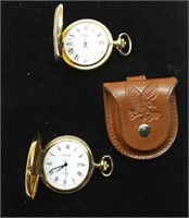POCKET WATCHES QTY 2 / LEATHER POCKET WATCH CASE