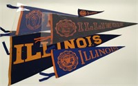 Lot of 5 University of Illinois Pennants