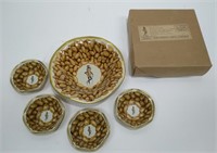 5 Vintage Planters Peanuts Tin Litho Bowls W/ Box