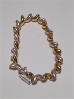 925 Sterling Silver & Gold Finished Bracelet