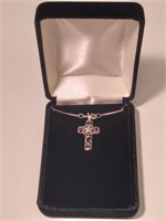 925 Sterling Silver Fancy Cross Necklace