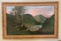 Antique gold framed oil painting on canvas -