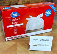 Box of 200 White Kitchen Bags w. Flap Ties