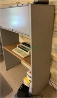 Wood and metal grey desk/file system measures