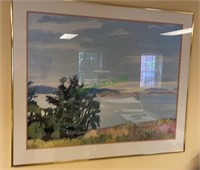 Framed and matted print under glass - Boat on the
