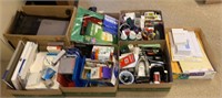 Seven box lot of office supplies, paper, labels,