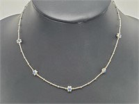 .925 Sterling Silver Sapphire Flower Necklace