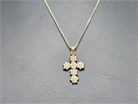 Vermeil/.925 Sterl Silv Cross Pendant & Chain