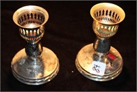 2 PC TOWEL STERLING SILVER CANDLE STICK HOILDERS