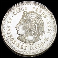 1948 Mexican Silver 5 Pesos UNCIRCULATED