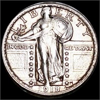 1918-S Standing Liberty Quarter NEARLY UNC