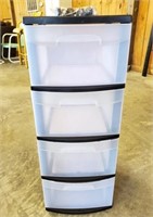 4-DRAWER PLASTIC STORAGE BIN W/ CASTERS