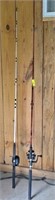 2 SHAKESPEARE FISHING RODS; ONE OPEN FACE,