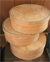 3 Wooden Cheese Boxes w/ Lids