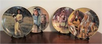 4 Indian Deco Plates w/ stands