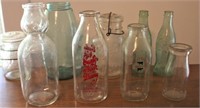 Piper Industries Crate w/ 9 Antique Jars/Bottles