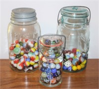 Lot of 3 Antique Jars w/ Marbles