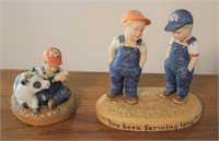 2 Country Store Figurines-Farm Boys