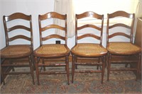 4 Wooden Chairs w/ Caned Seats