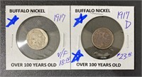 1917 & 1917-D Buffalo Nickel Coins