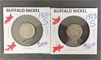 1920-S & 1923-S Buffalo Nickel Coins