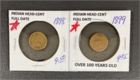 1898 & 1899 Indian Head Cent Coins