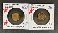 1880 & 1890 Indian Head Cent Coins