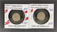 1895 & 1909 Liberty Head Nickel Coins