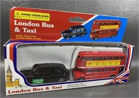 London Bus & Taxi Die-Cast Moving Wheel Action