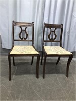2 ANTIQUE HARP BACK CHAIRS