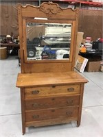 Oak Dresser With Mirror 20x41x 77, Extra