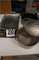 Muffin Pan, Lidded Aluminum Pot, Glass Baker &
