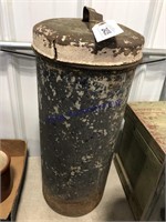 MILK CAN W/ LID, RUSTED, 21" TALL