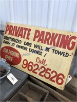 PRIVATE PARKING WOOD SIGN, 18 X 32"