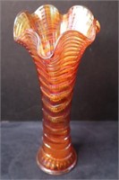 Carnival Glass w Fluted Top  10" h