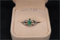 Emerald and Sterling Ring size 7.25