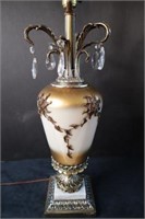Large Ornate Table Lamp w Prisms  25.5" h