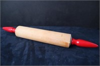 Vintage Rolling Pin w Red Handles 18" long