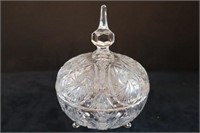 Crystal Pinwheel Footed Covered Candy Dish 8.5"h