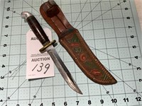 Vintage Western Knife Boulder with Leather Sheath