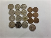 Buffalo nickels and indian head pennies