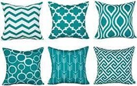 Topfinel Cushion Covers, Blue/White, 15.5" x 15.5"