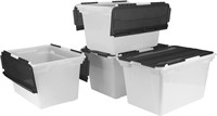 Storex 4-Pc Flip-Top Storage Tub, 22.5x15.25x13",